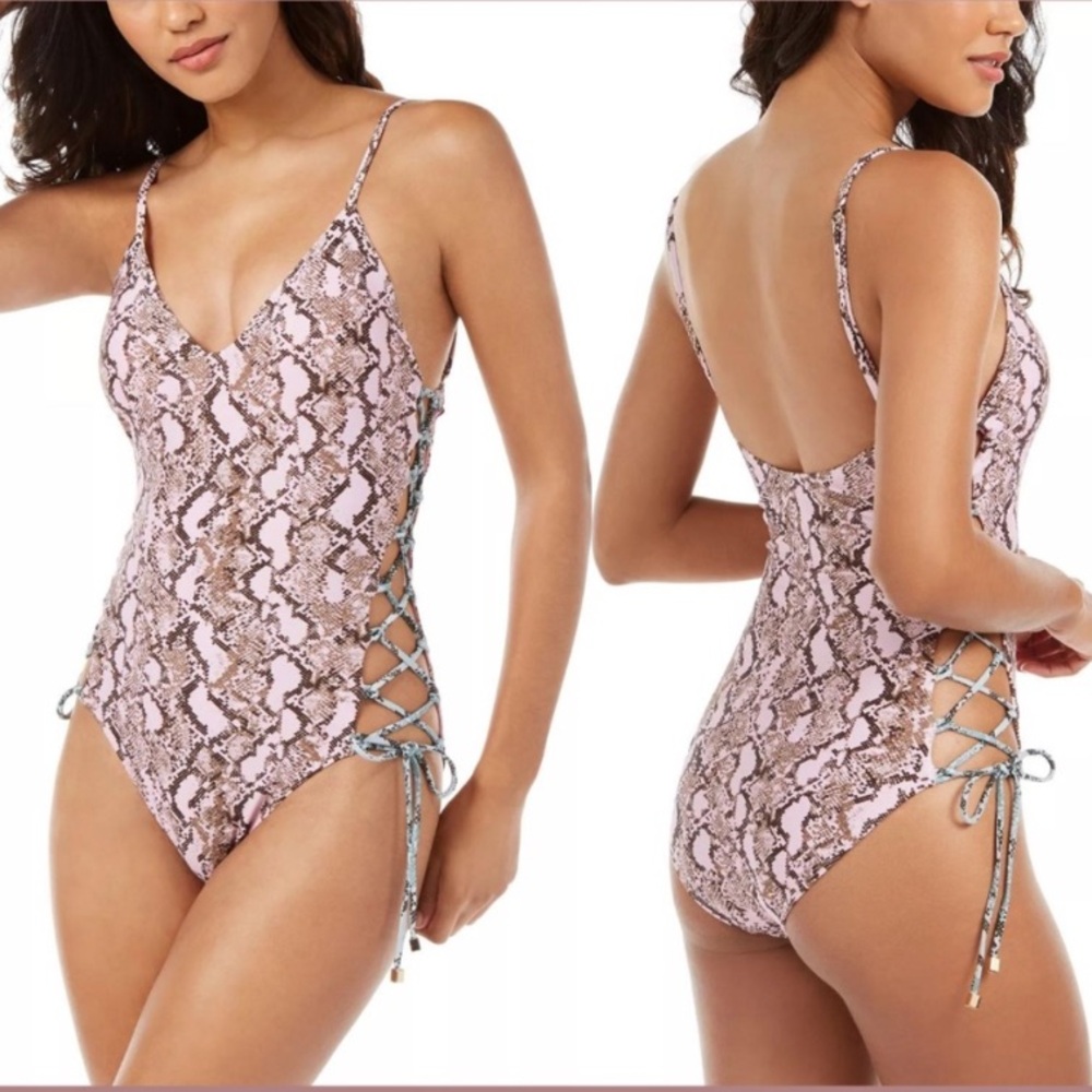RACHEL Rachel Roy Python Side Lace Swimsuit